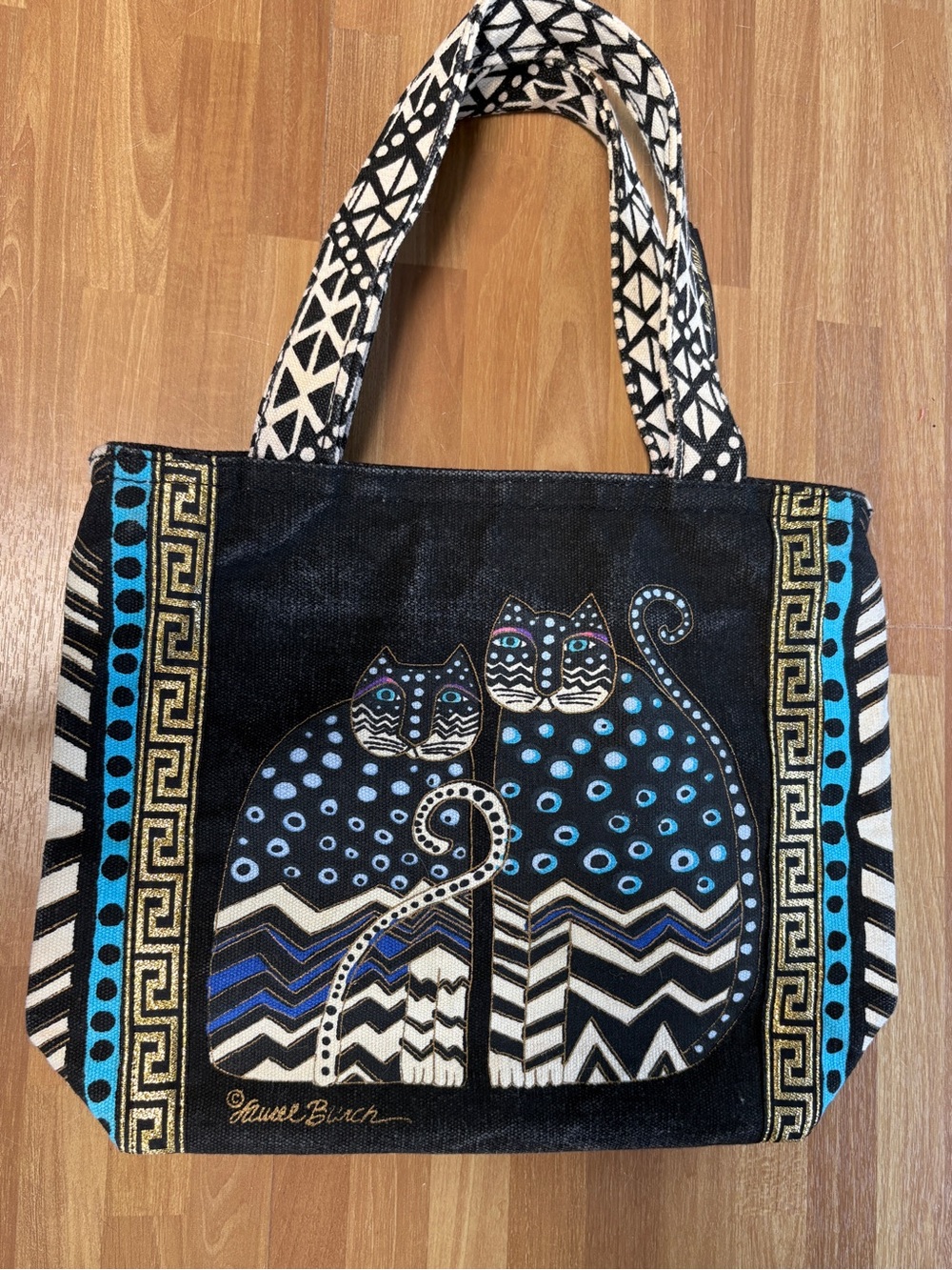 Laurel Birch Cat Print Mini Tote | Whimsical Geometric Print